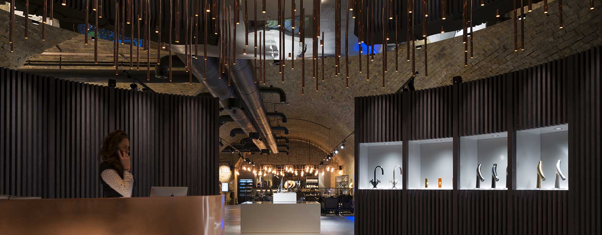 fibre optic lighting in the cp hart luxury bathroom showroom