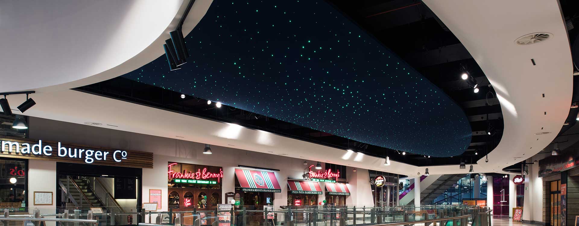 fibre optic lighting in the gate centre, newcastle