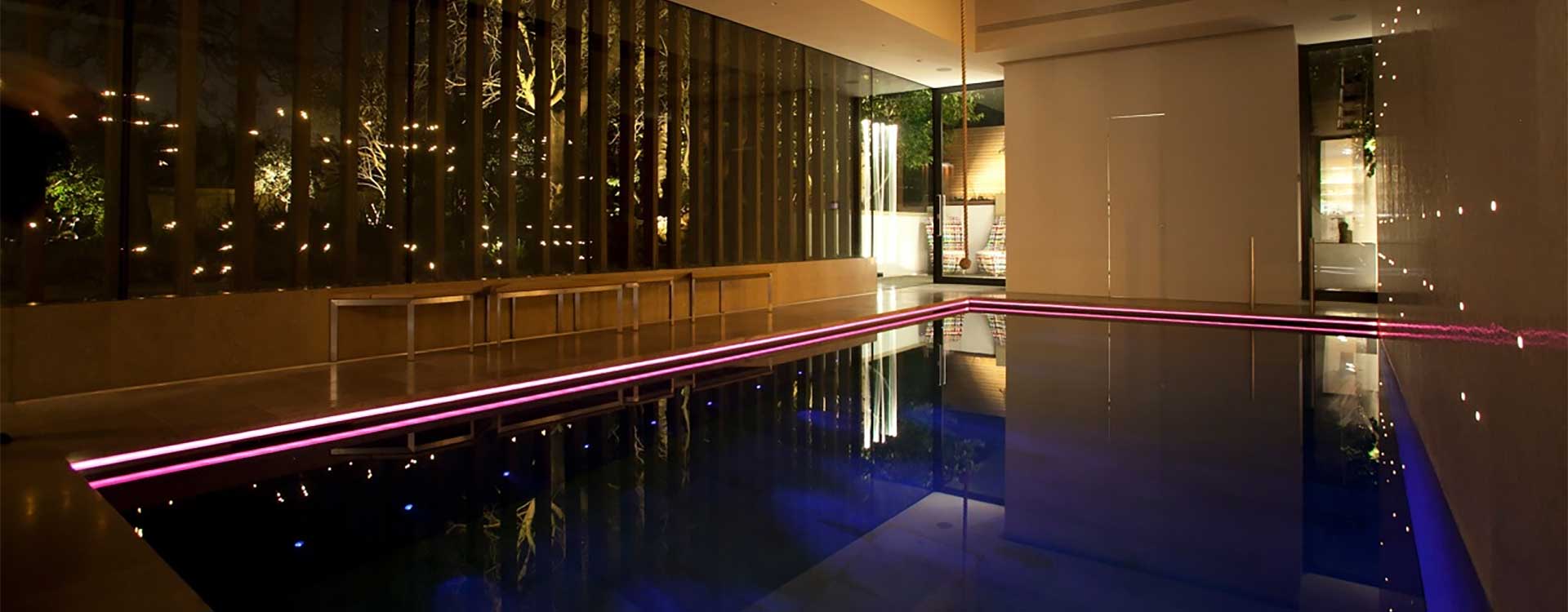 fibre optic lighting in a private pool